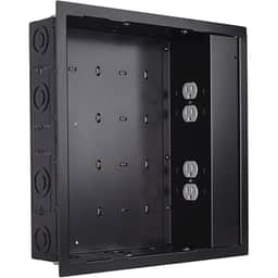 Chief PAC526FBP4 Large In-Wall Storage Box with 2-Outlet SurgeX Protection Black