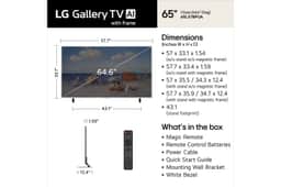 65-Inch LG Gallery TV AI 65LX7BPUA Dimensions and Whats in the Box - Front View with Stand