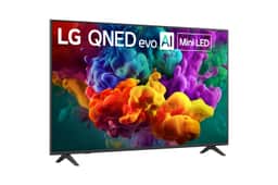65-Inch LG QNED evo AI Mini LED 4K TV 65QNED84BUA displaying vibrant colorful imagery - Front Angle View
