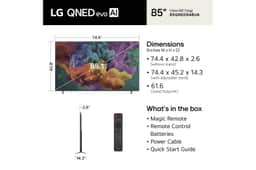 85-Inch LG QNED evo AI 4K TV 85QNED84BUA Dimensions and Whats in the Box with Magic Remote and Accessories