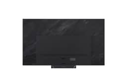 77-inch LG OLED77C6HUP 4K OLED TV back panel with ports and stand, Front View