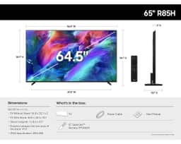 Samsung 65" Micro RGB R85H 4K Smart TV (2026) MRN65R85HAFXZA – A diagram of the dimensions and specs of the Micro RGB R85H