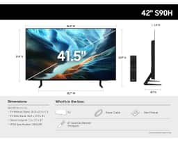 Samsung 42" OLED S90H 4K Smart TV (2026) QN42S90HAEXZA – A diagram of the dimensions and specs of the OLED S90H