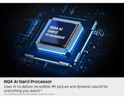 Samsung 48" OLED S90H 4K Smart TV (2026) QN48S90HAEXZA – A close-up shot of a NQ4 AI Gen3 Processor on the mother board of a Samsung OLED S90H TV