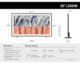Samsung 55" The Frame LS03HE QLED 4K Art TV (2026) QN55LS03HEFXZA – A diagram of the specifications of the The Frame LS03HE