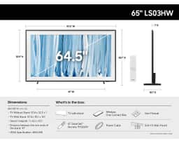 Samsung 65" The Frame Pro LS03HW Neo QLED 4K Art TV (2026) QN65LS03HWFXZA – A diagram of the Frame Pro's specifications and dimensions