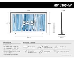 Samsung 85" The Frame Pro LS03HW Neo QLED 4K Art TV (2026) QN85LS03HWFXZA – A diagram of the Frame Pro's specifications and dimensions