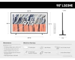 Samsung 98" The Frame LS03HE QLED 4K Art TV (2026) QN98LS03HEFXZA – A diagram of the specifications of the The Frame LS03HE