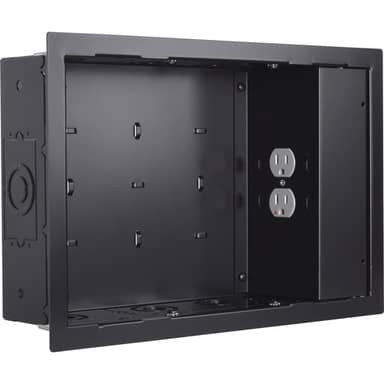 Chief In-Wall Storage Box with 2-Receptacle Filter & Surge Protection (Black)