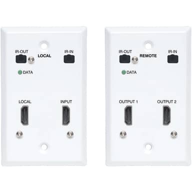 HDMI Cat6 Extender, Wallplate, 4K 60Hz, HDR, Dual Output, IR, 230 ft.TAA