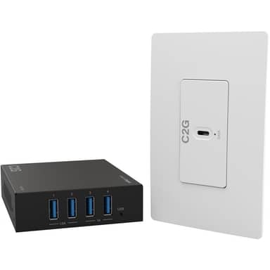 Superbooster 1-Port USB over Cat6a Wall Plate to 4-Port USB Extender Kit
