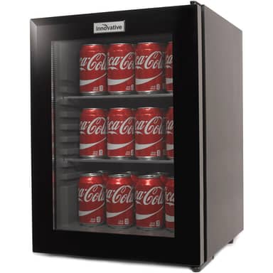 Refrigator frameless glass door blk  40liter 2 glass shelves