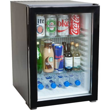 Refrigetor Glass door, black finish, 40liter 2 glass shelves