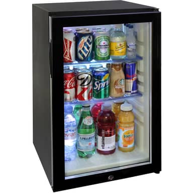 Refrigator 50 liter glass door blk finish 2 shelves