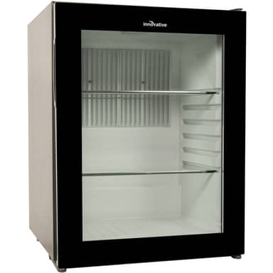Refrigator 60 liter glass door black finish 2 shelves