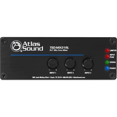 Atlas TSD-MIX31RL Three-Input Mic/Line Mixer, 3x1