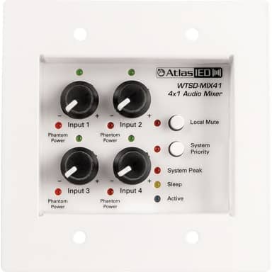 Atlas WTSD-MIX41K Indoor/Outdoor 4x1 Analog Wall Mixer Amplifier