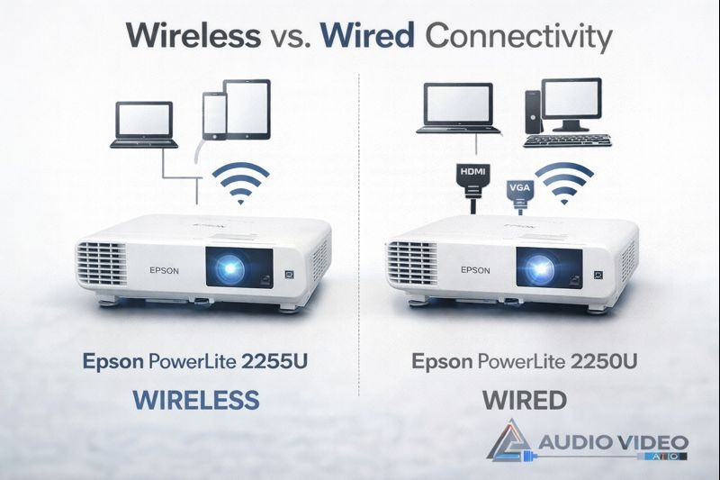 Epson PowerLite 2255U wireless vs 2250U wired connectivity