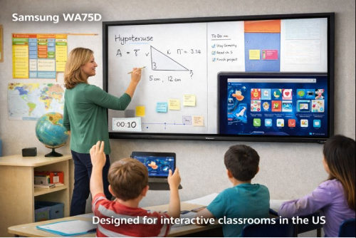 Samsung WA75D interactive display used in a US classroom