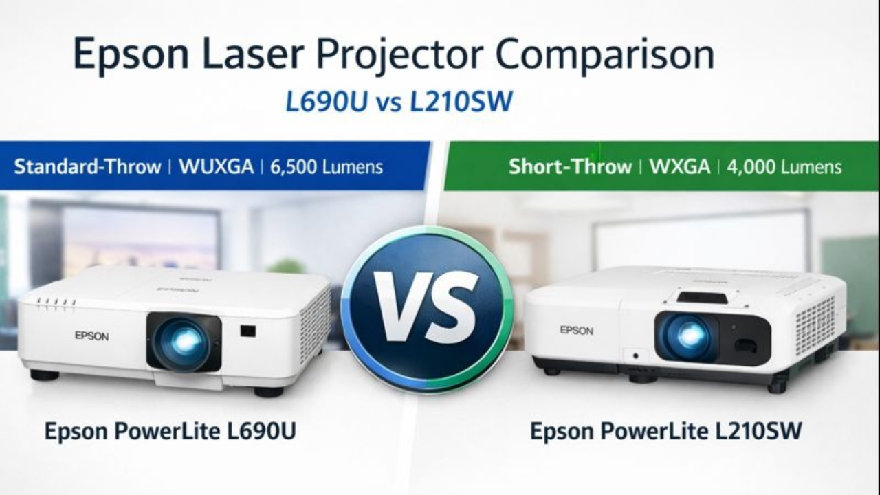 Epson PowerLite L690U vs L210SW laser projector comparison for classrooms and conference rooms