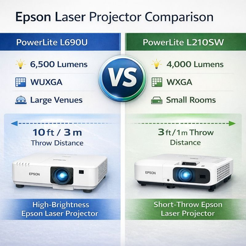 Epson PowerLite L690U and L210SW projector specifications comparison