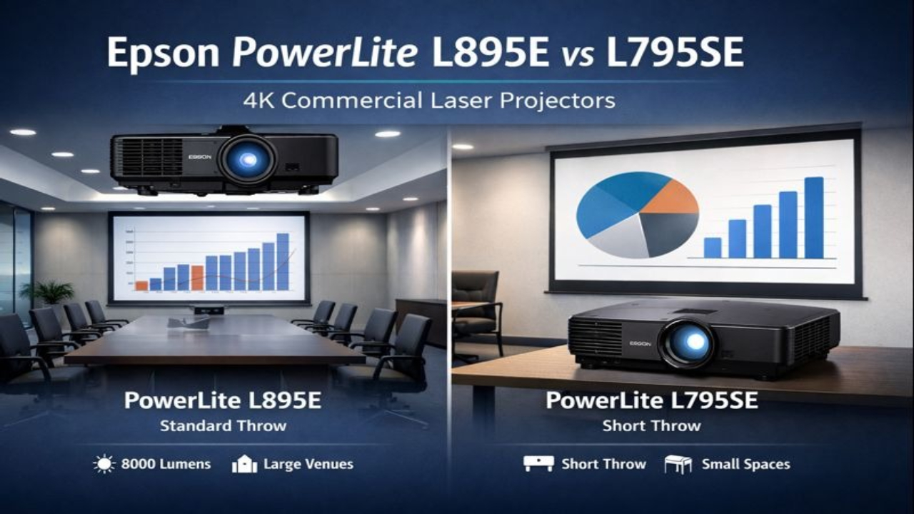 Epson PowerLite L895E vs L795SE 4K laser projector comparison for commercial spaces